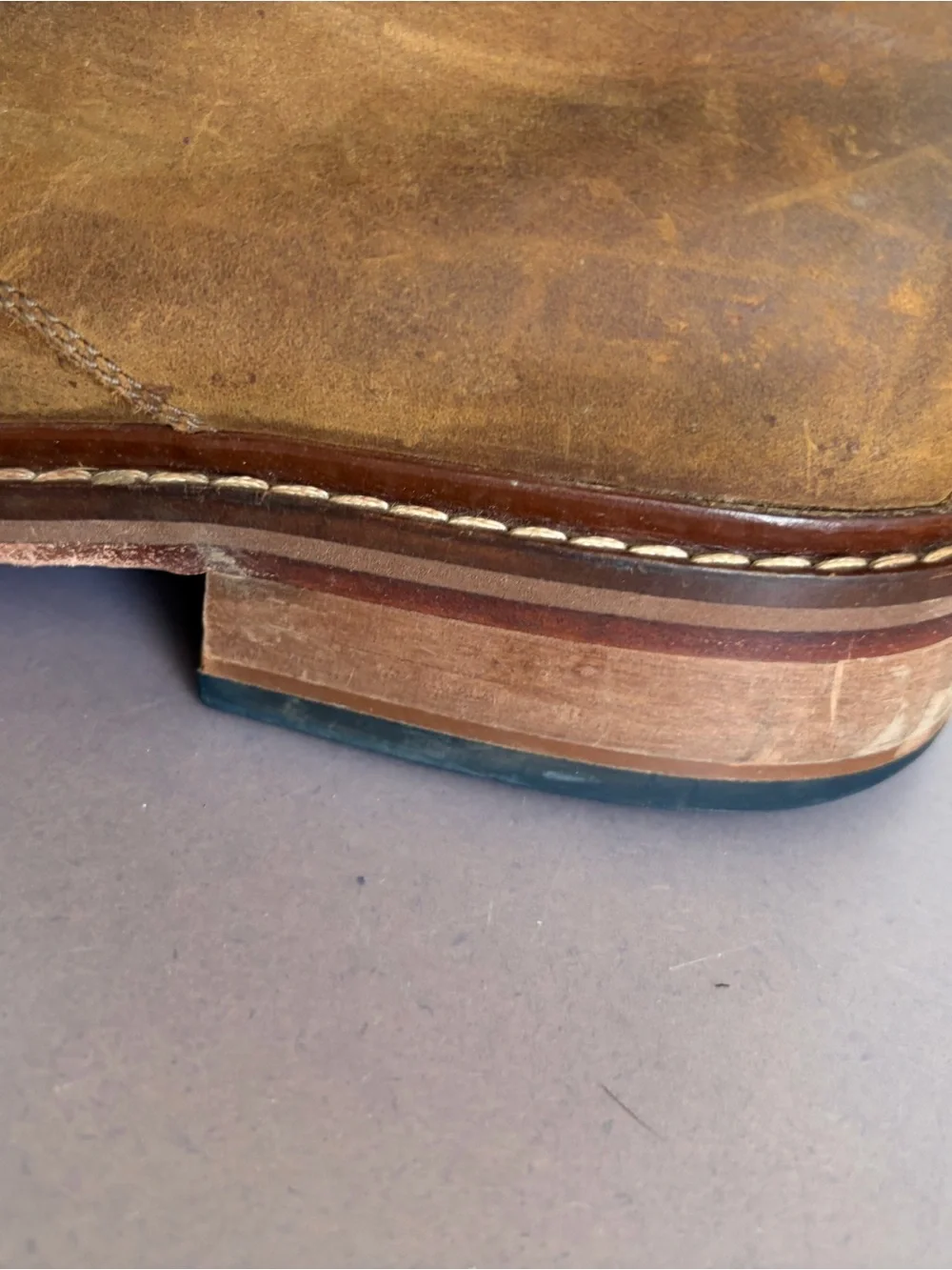 Cole Haan Brown Leather Chukka Boots with Navy Collar